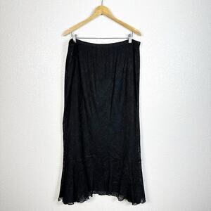 Violet‎ Kay Womens Metallic Lace Knit Ruffle Maxi Skirt in Black Whimsigoth 2X